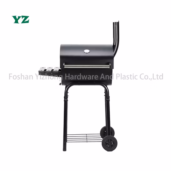 Outdoor Trolley Offset Smoker Charcoal BBQ Grill
